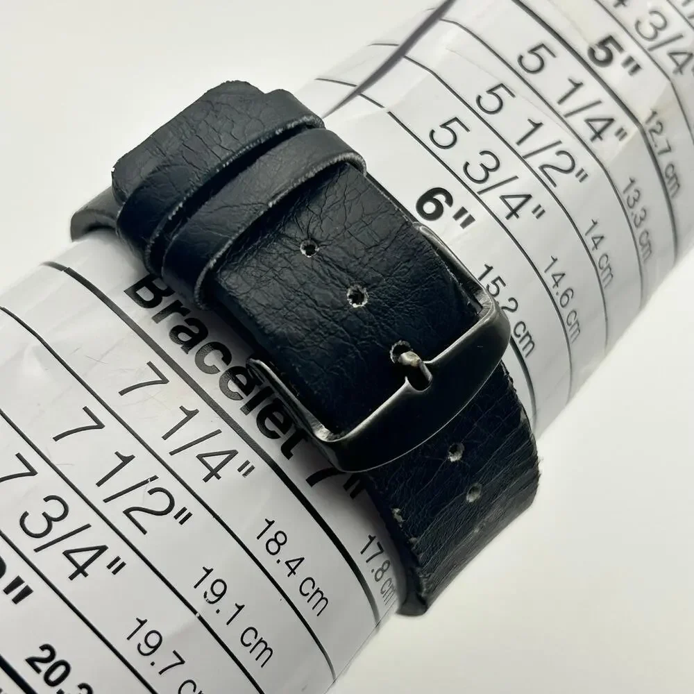 MAD Black Dial and Leather Metallic Gray Case Watch Working New Battery